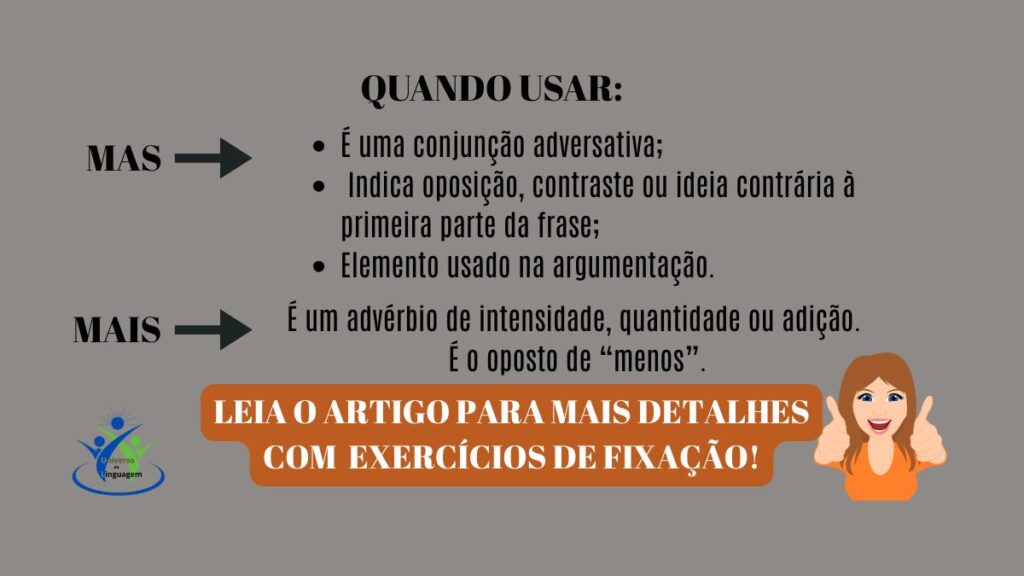 quando usar Mas e MAIS